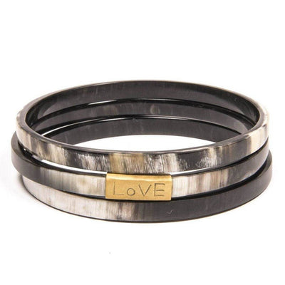 Trinity Horn Bangle - Black & White - Love Is Project