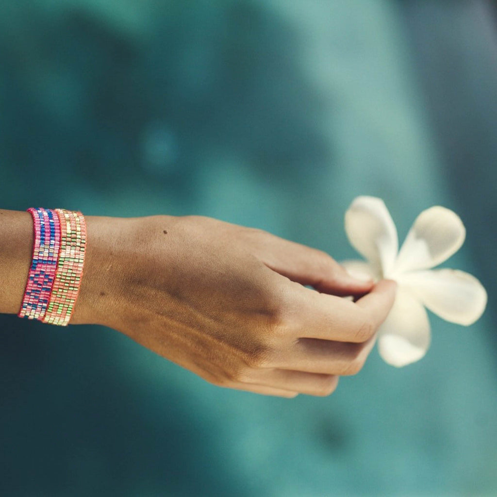 Seed Bead LOVE Bracelet - Pink - Love Is Project