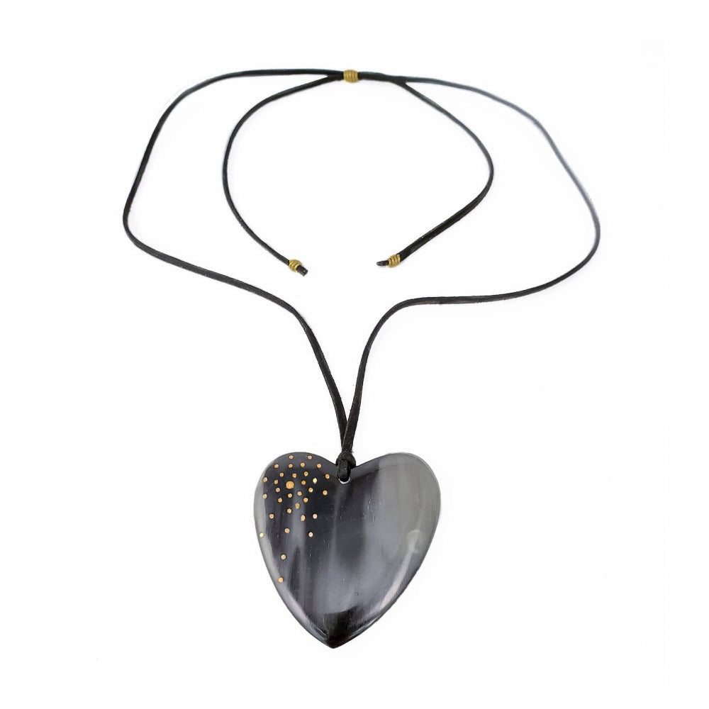 New Engravable Open Your Heart Necklace - Black