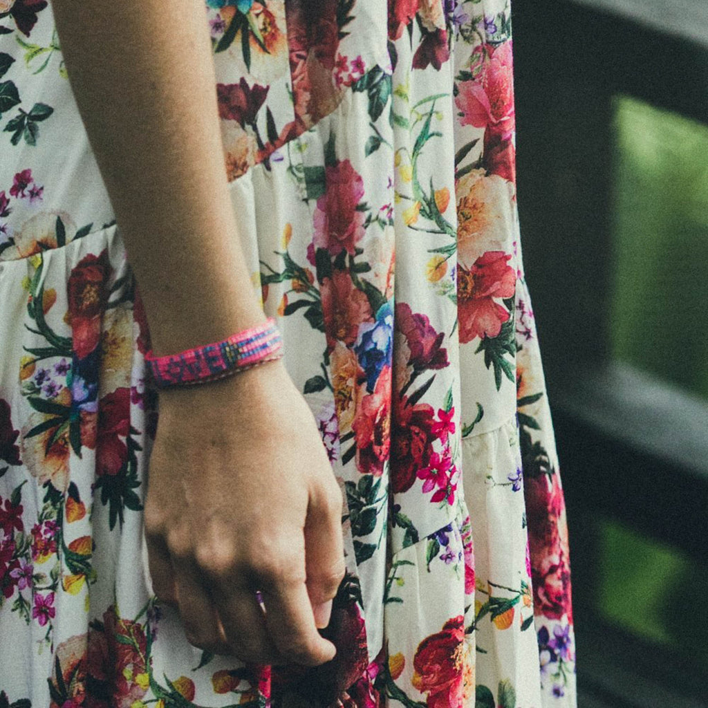 Seed Bead LOVE Bracelet - Pink - Love Is Project