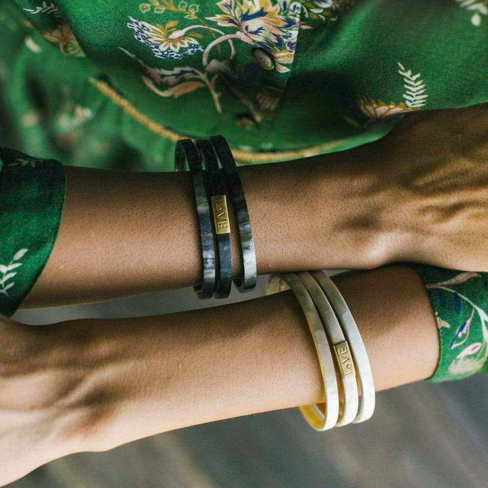 Trinity Horn Bangle - Black & White - Love Is Project