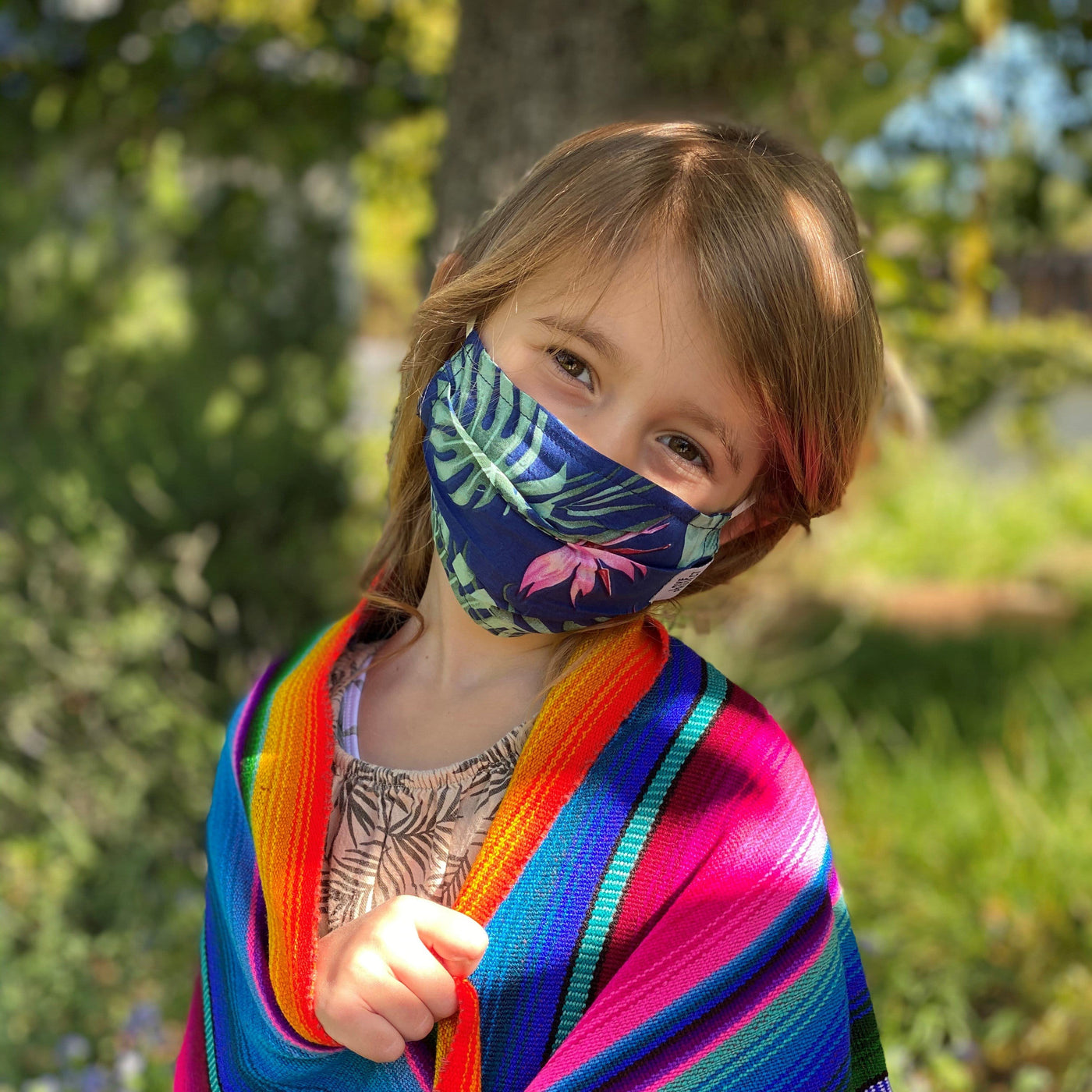 Kids' Aloha Elastic Face Mask - Ocean Blue - Love Is Project