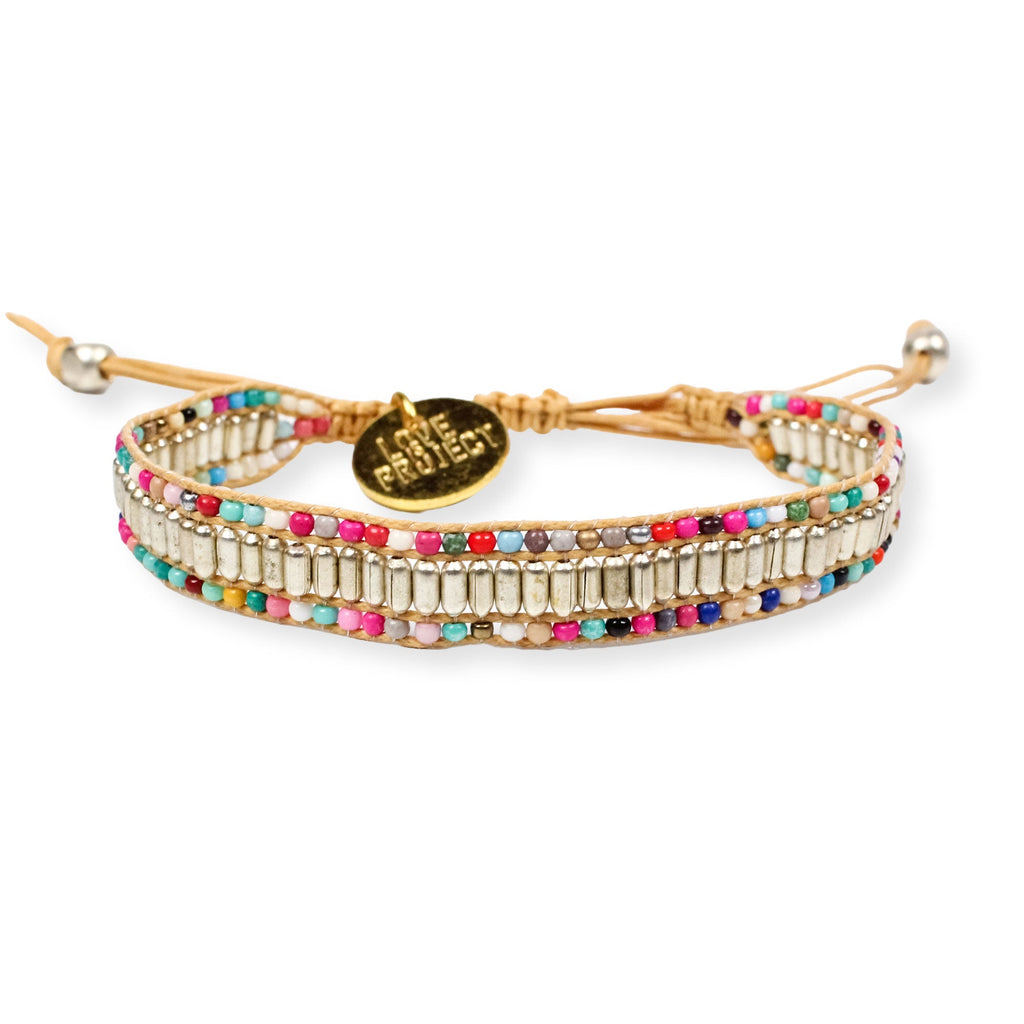 Skinny Silver Darjeeling Double Rainbow Bracelet - Love Is Project