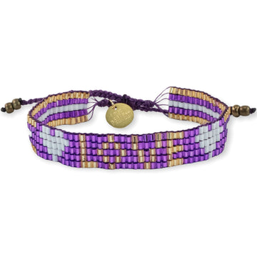 Custom Seed Bead LOVE with Hearts Bracelet - Amethyst - Love Is Project