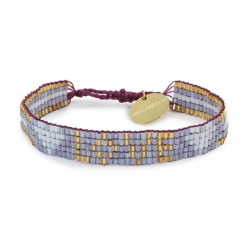 Custom Seed Bead LOVE with Hearts Bracelet - Lavender - Love Is Project