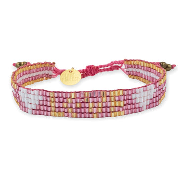 Custom Seed Bead LOVE with Hearts Bracelet - Quartz - Love Is Project