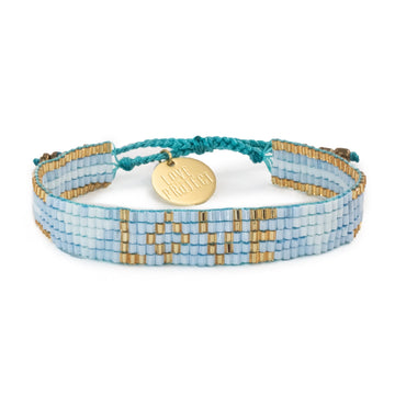 Custom Seed Bead LOVE with Hearts Bracelet - Sky Blue - Love Is Project