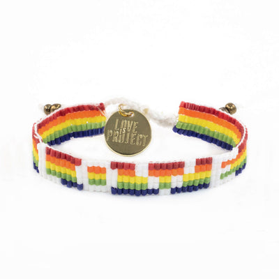 Custom Seed Bead LOVE Bracelet - Rainbow
