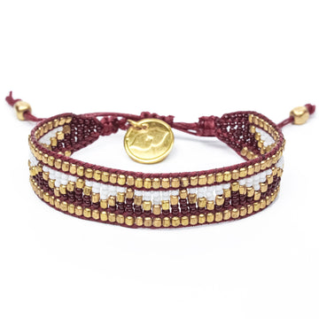 Taj Beaded Bracelet - Burgundy & White - Love Is Project