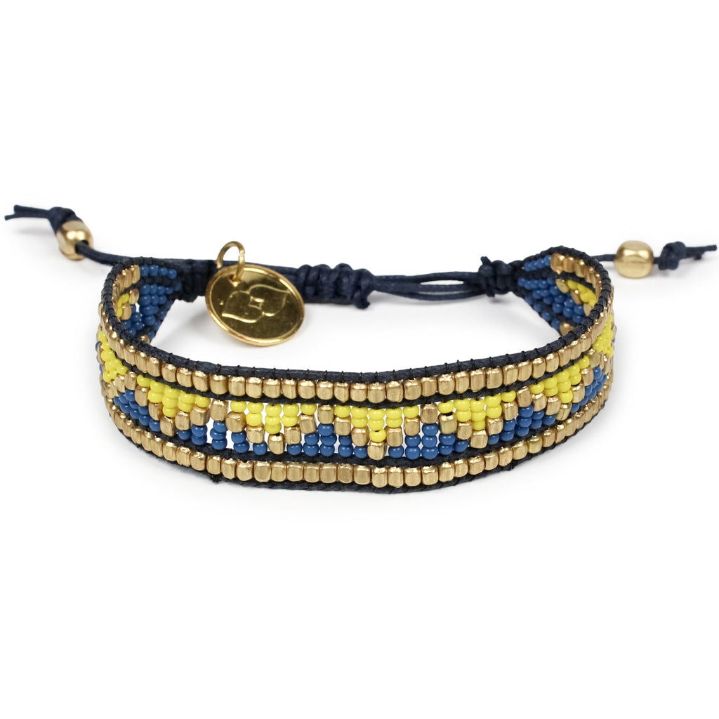 Taj Beaded Bracelet - Azure Blue & Yellow - Love Is Project