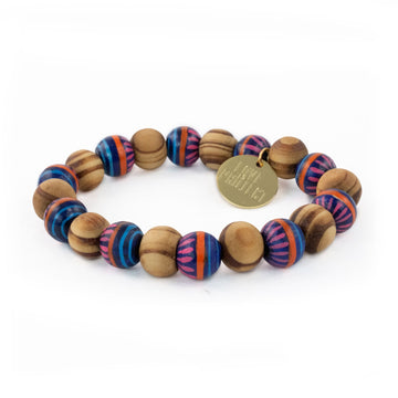 Frida Wooden Beaded Bracelet - Blue - Love Is Project