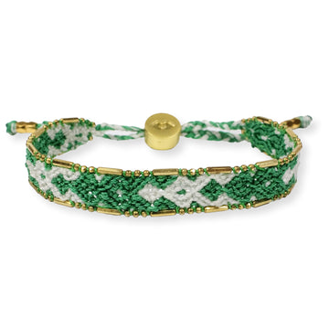 Bali Friendship Bracelet - Green and White - Love Is Project