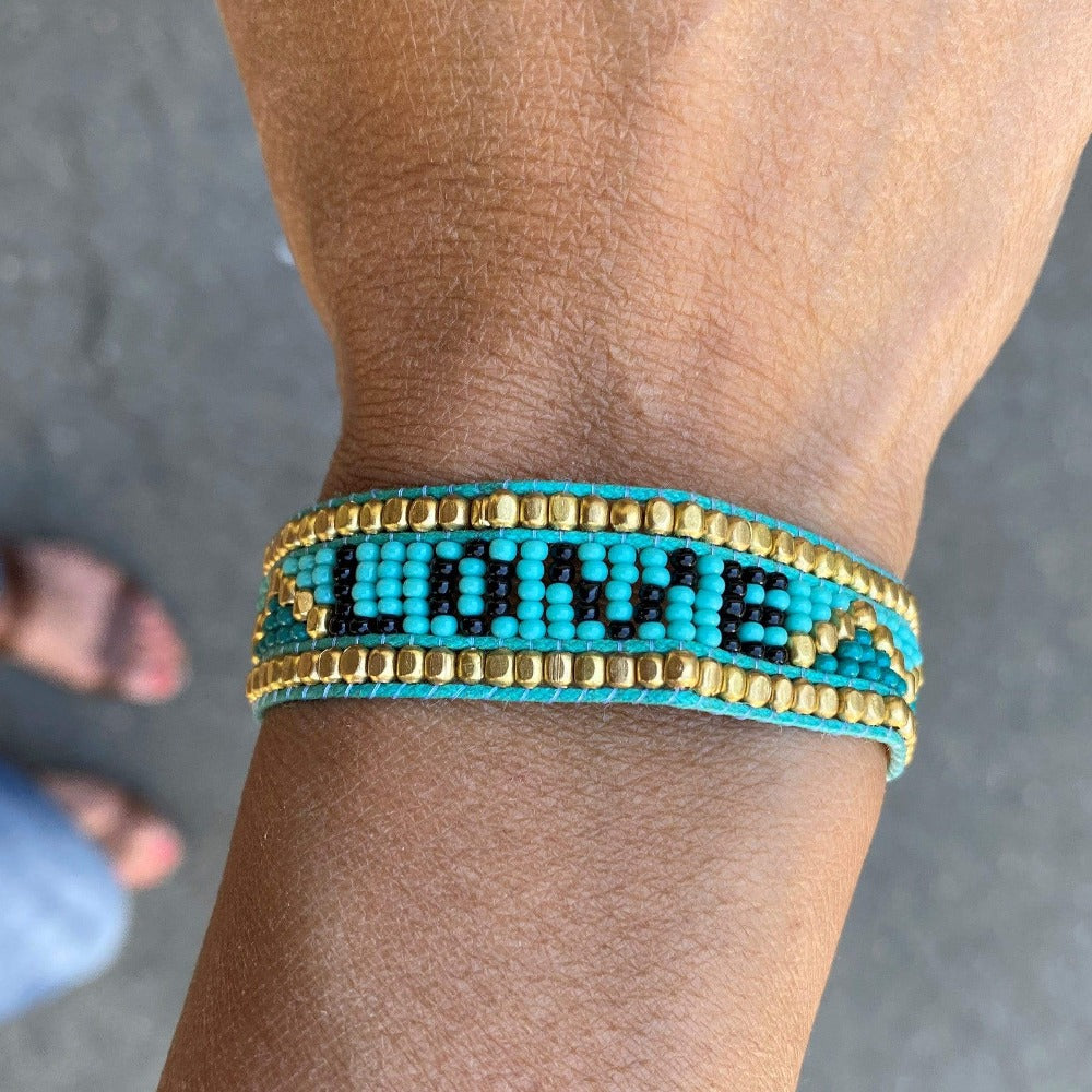 Taj LOVE Bracelet - Turquoise & Black - Love is Project