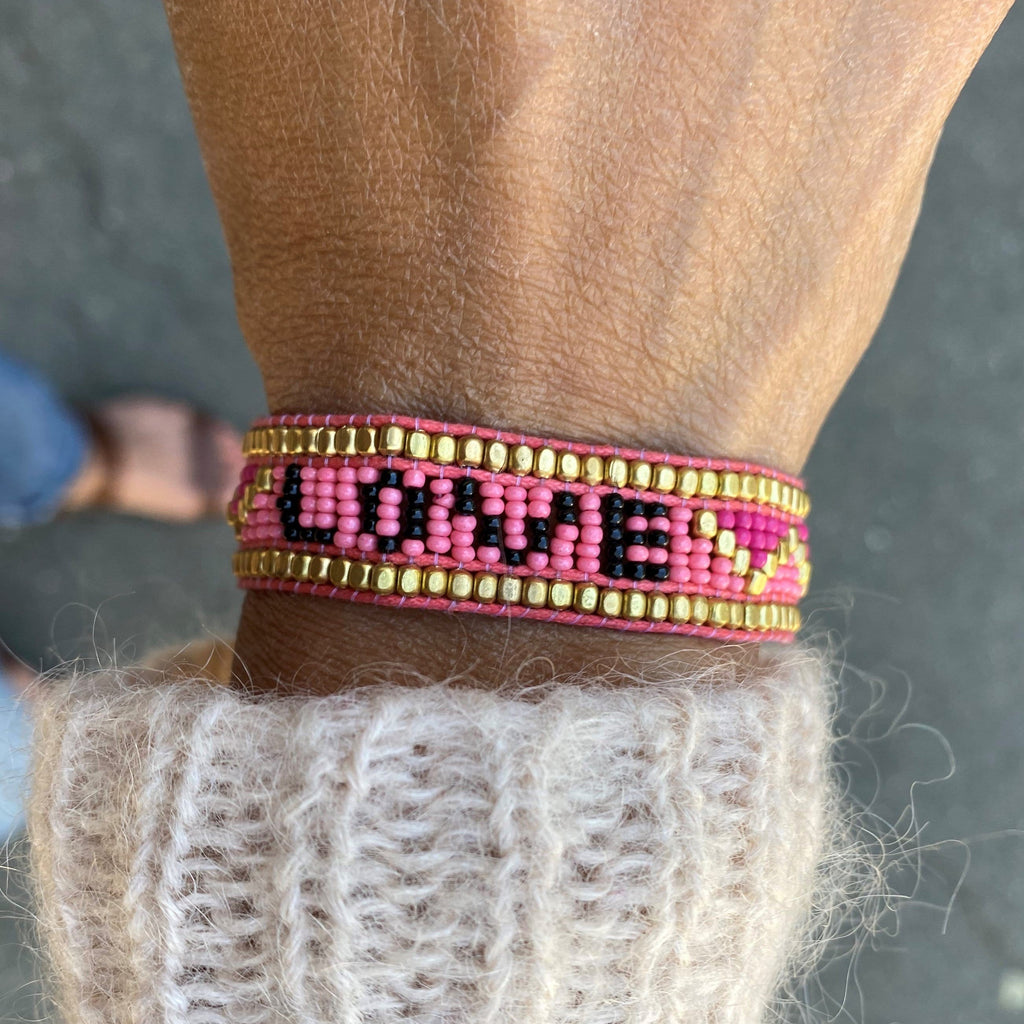 Custom Taj LOVE Bracelet - Pink & Black - Love Is Project