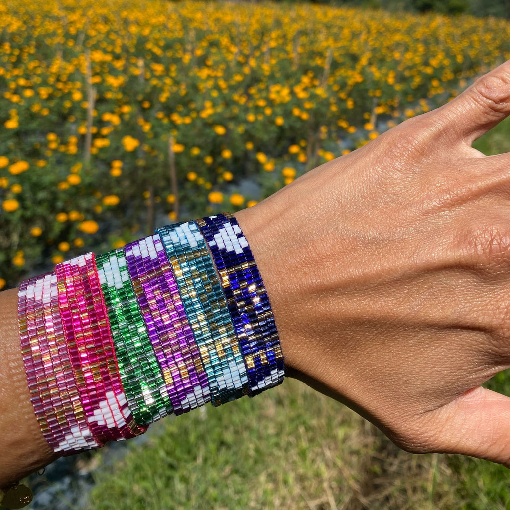 Custom Seed Bead LOVE with Hearts Bracelet - Sapphire - Love Is Project