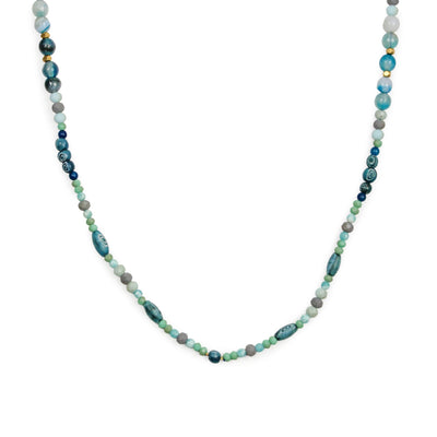 Evil Eye Recycled Glass Necklace - Blue