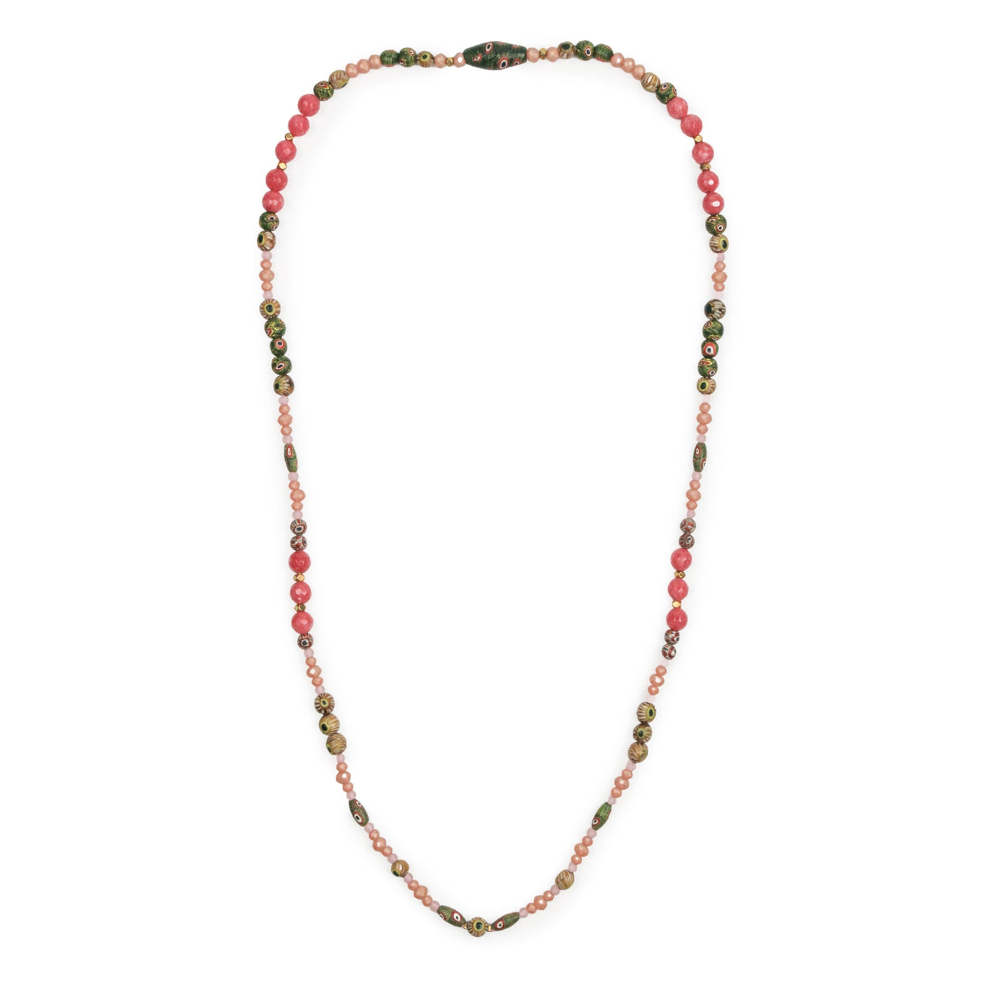 Evil Eye Recycled Glass Necklace - Pink