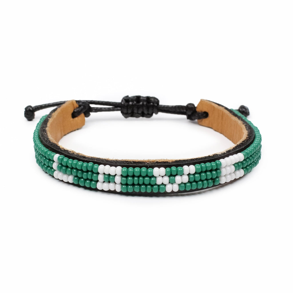 Skinny LOVE Bracelet - Green and White - Love Is Project