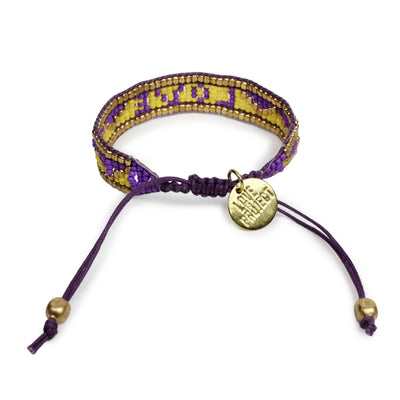 Taj LOVE Beaded Bracelet - Purple & Gold