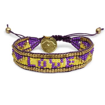 Taj LOVE Beaded Bracelet - Purple & Gold - Love Is Project