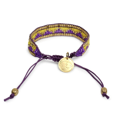 Taj Beaded Bracelet - Purple & Gold