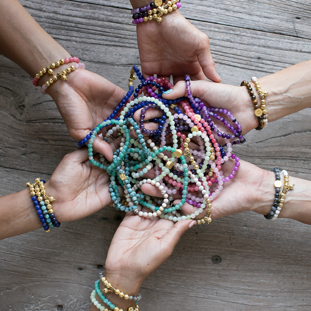 Namaste Chakra Stone Bracelet - Pink Agate - Love Is Project