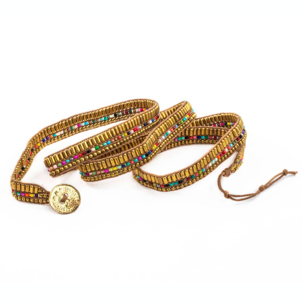 Darjeeling Necklace-Wrap Bracelet-Belt - Gold