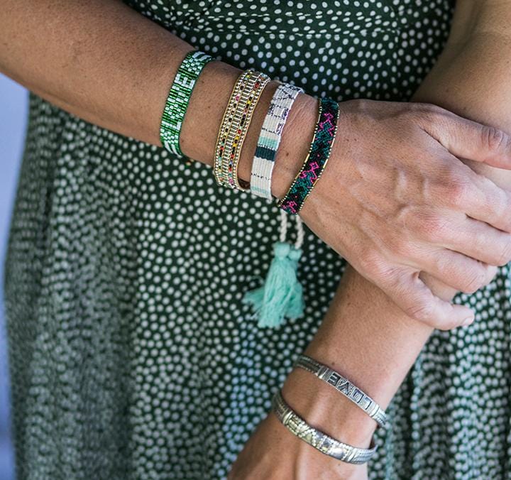 Custom Seed Bead LOVE Bracelet - Green - Love Is Project