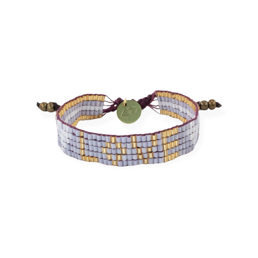 Kids' Seed Bead LOVE with Hearts Bracelet - Lavender - Love Is Project