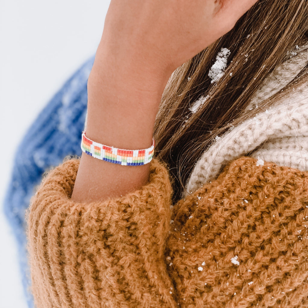 Seed Bead LOVE Bracelet - Rainbow - Love Is Project