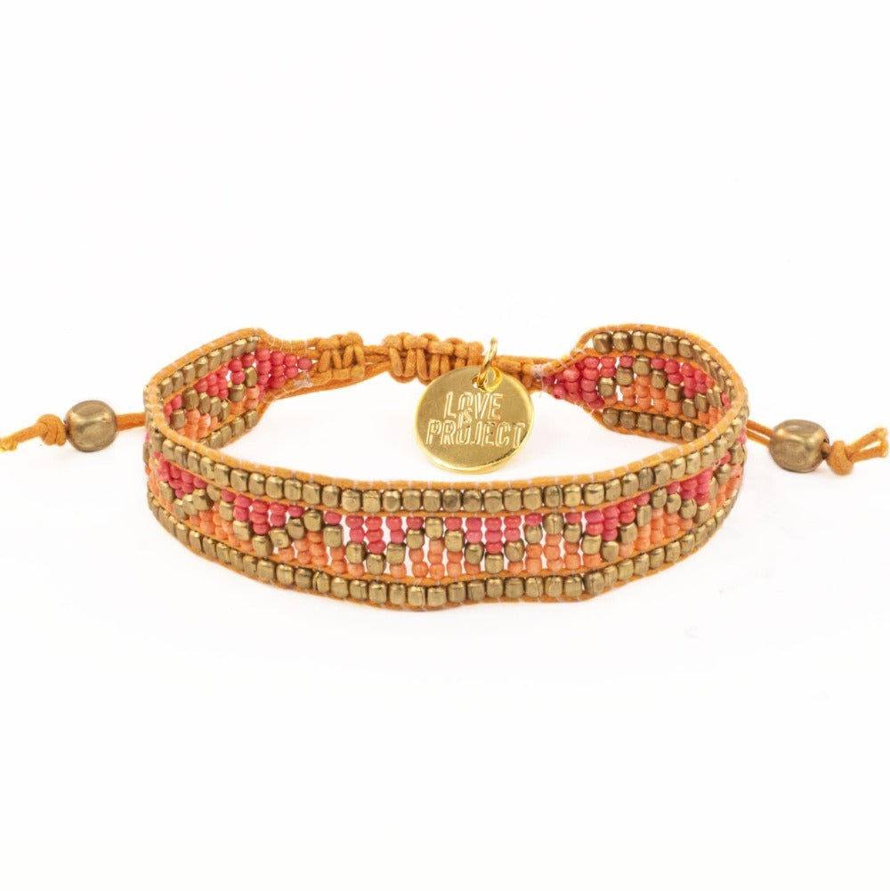 Taj Beaded Bracelet - Red and Orange - Love Is Project