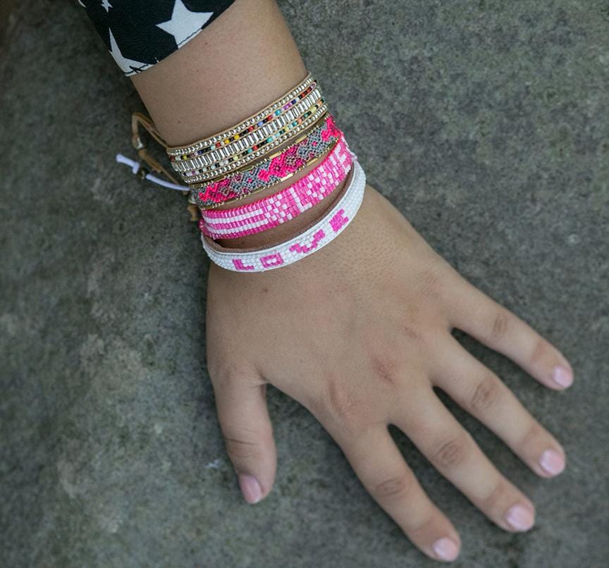 Pretty in Pink Bali Seed LOVE Bracelet