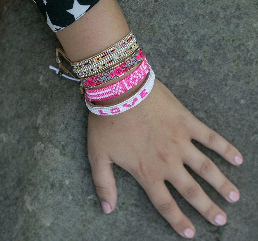 Custom Pretty in Pink Bali Seed LOVE Bracelet - Love Is Project