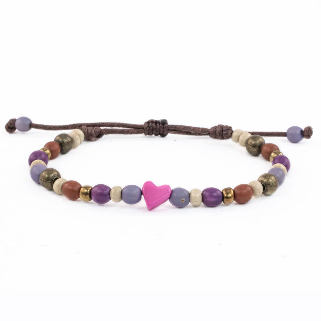 Tagua Heart Bracelet - Pink - Love Is Project