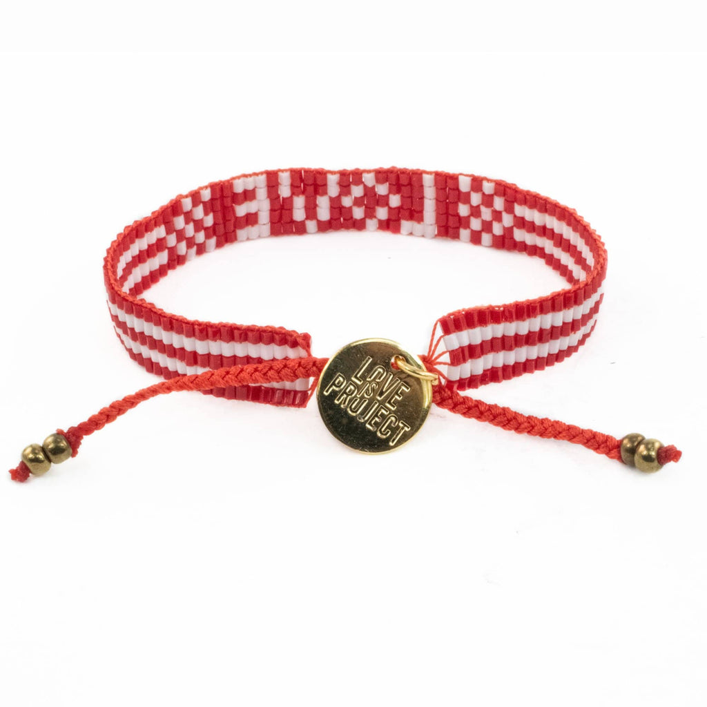 Seed Bead LOVE Bracelet - Red - Love Is Project