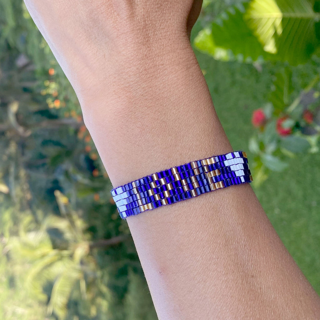 Seed Bead LOVE with Hearts Bracelet - Sapphire - Love Is Project