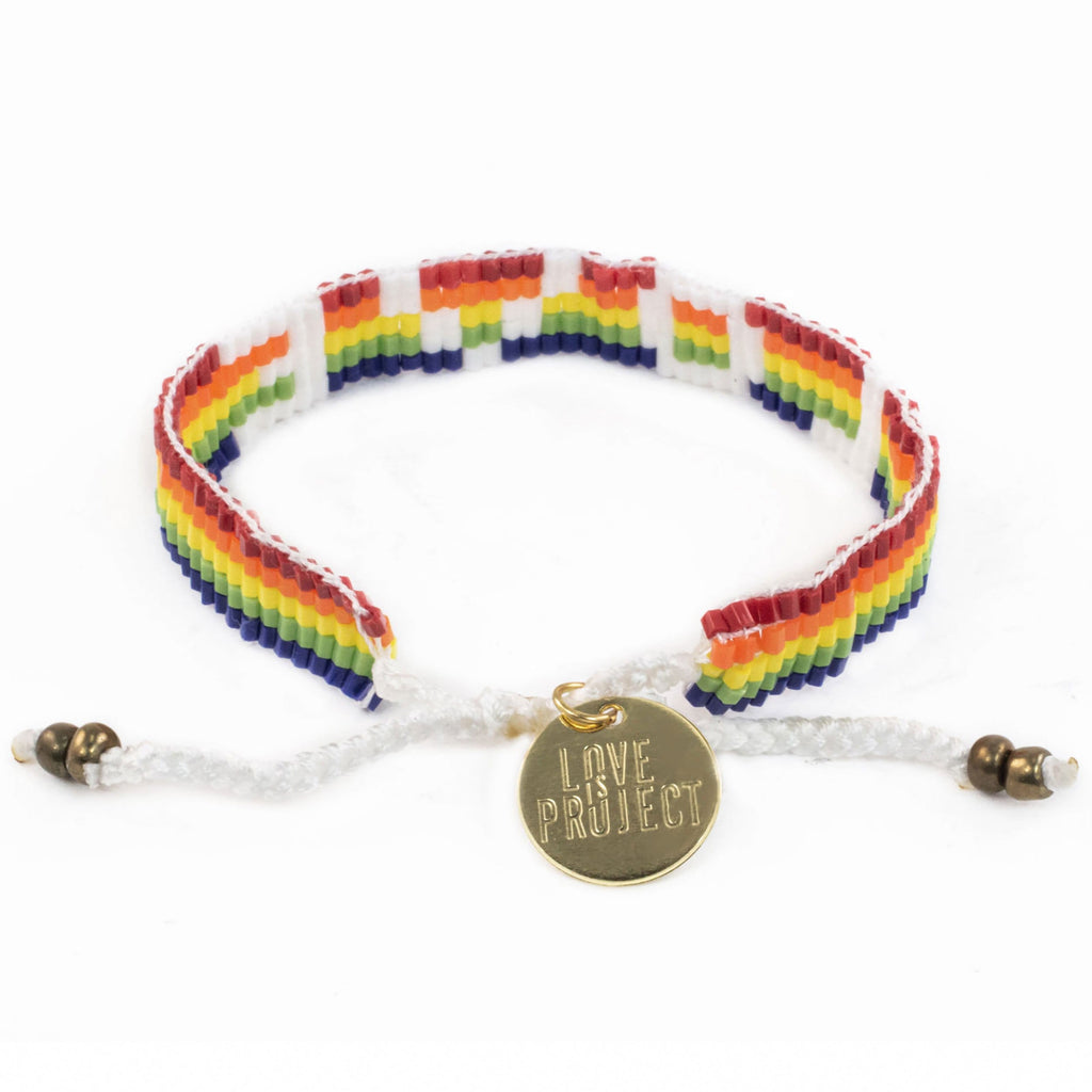 Seed Bead LOVE Bracelet - Rainbow - Love Is Project