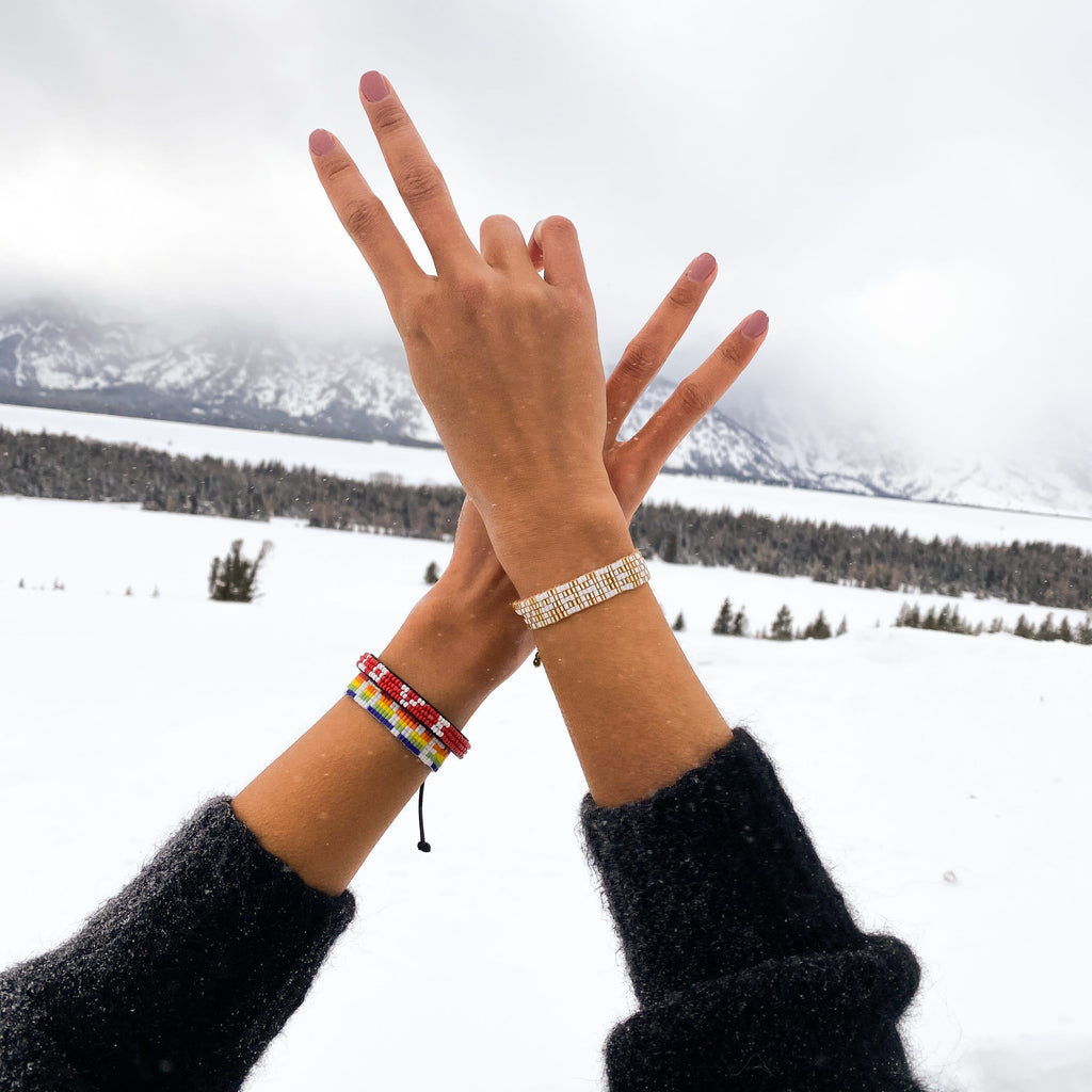 Seed Bead LOVE Bracelet - Rainbow - Love Is Project