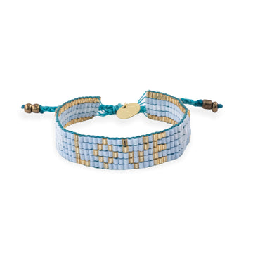 Kids' Seed Bead LOVE with Hearts Bracelet - Sky Blue - Love Is Project