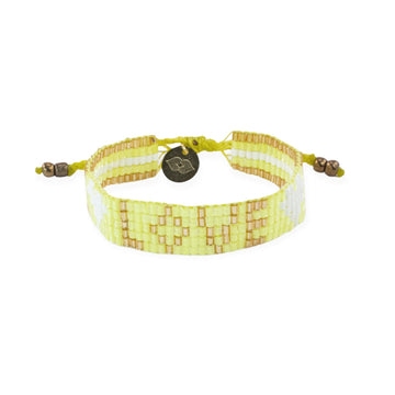 Kids' Seed Bead LOVE with Hearts Bracelet - Sunshine Yellow - Love Is Project