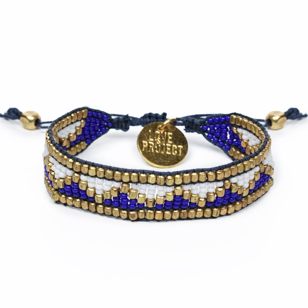 Taj Beaded Bracelet - Royal Blue & White - Love Is Project