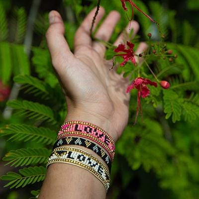 Custom Taj LOVE Bracelet - Pink & Black - Love Is Project