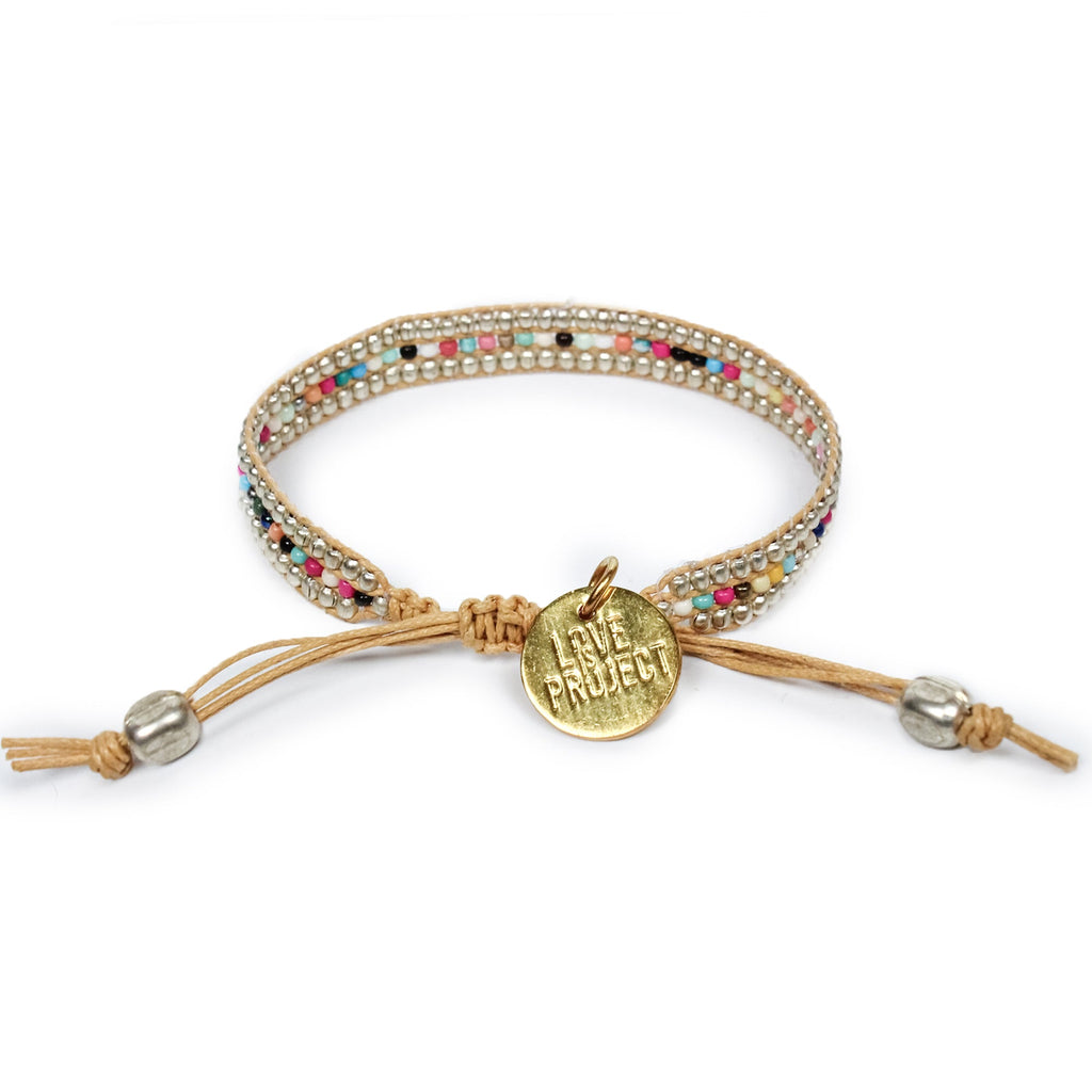 Skinny Silver Darjeeling Rainbow Bracelet - Love Is Project