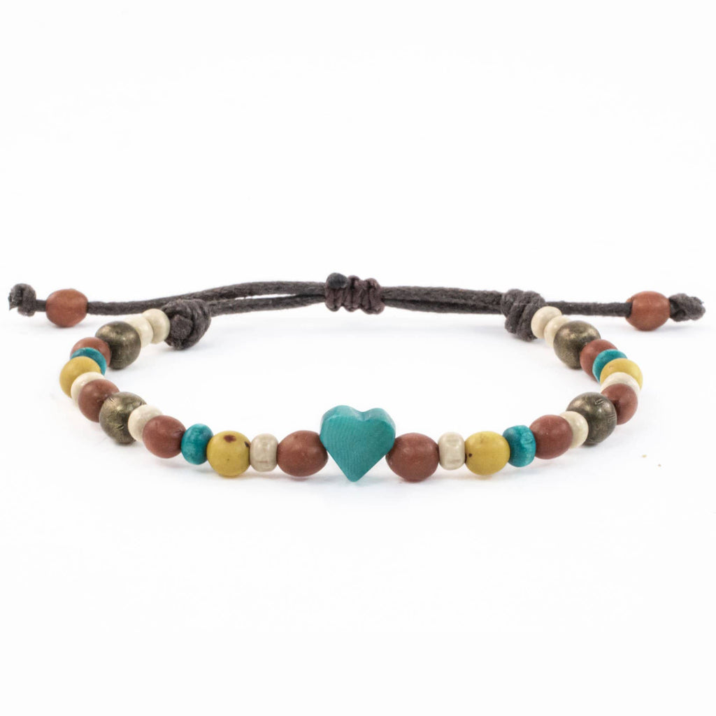 Tagua Heart Bracelet - Turquoise - Love Is Project