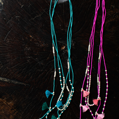 Bali Garland Necklace - Neon Pink