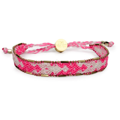 Bali Friendship Bracelet - Neon Pink & White