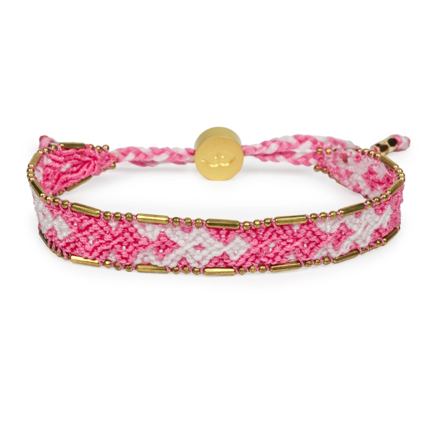 Bali Friendship Bracelet - Pale Pink & White