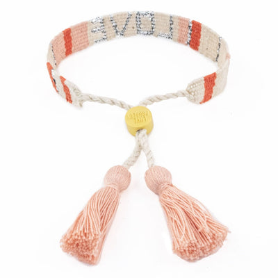 White, Peach, and Orange Atitlan LOVE Bracelet from Love is Project