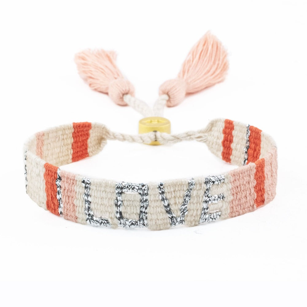 White, Peach, and Orange Atitlan LOVE Bracelet from Love is Project